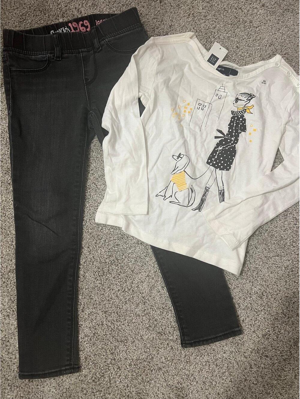NWT LN Girls Gap Tee Shirt Jeans Set XS 5 back to school